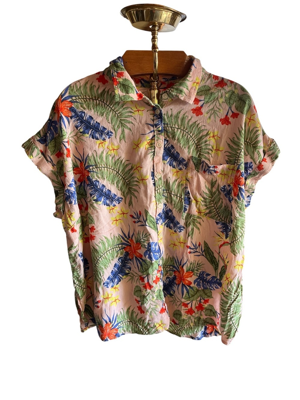 Style & Co. Pink Tropical Floral Button-Down Shirt 3X